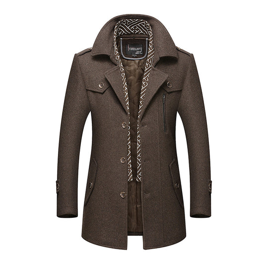 Herren Smart-Casual Wollmix-Mantel mit versteckter gesteppter Innenjacke und Schulterklappen Shop Nory