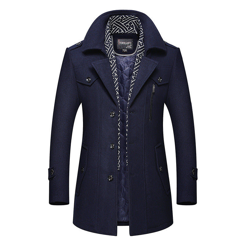 Herren Smart-Casual Wollmix-Mantel mit versteckter gesteppter Innenjacke und Schulterklappen Shop Nory