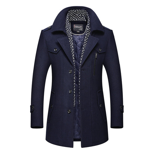 Herren Smart-Casual Wollmix-Mantel mit versteckter gesteppter Innenjacke und Schulterklappen Shop Nory