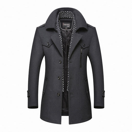 Herren Smart-Casual Wollmix-Mantel mit versteckter gesteppter Innenjacke und Schulterklappen Shop Nory