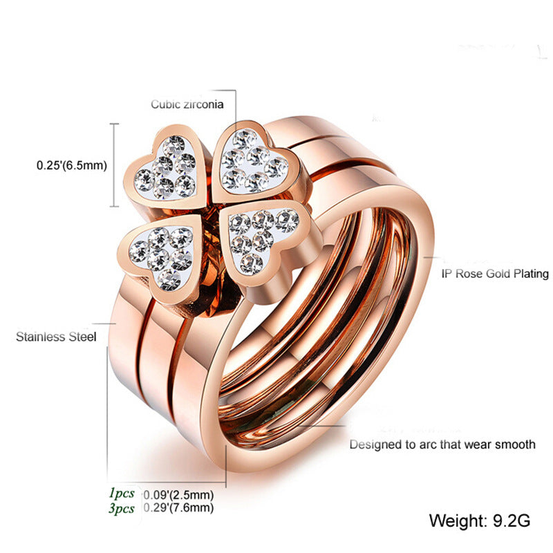 Damen Ring mit vierblättrigem Kleeblatt-Design und strahlendem Zirkonia-Besatz Shop Nory