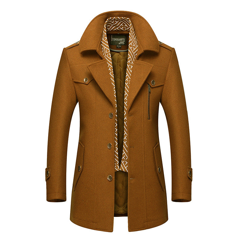Herren Smart-Casual Wollmix-Mantel mit versteckter gesteppter Innenjacke und Schulterklappen Shop Nory