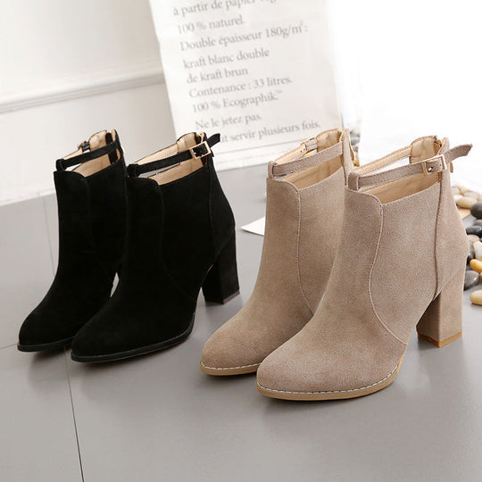 Damen Elegante Ankle-Boots mit modischem Riemen und Komfort-Sohle