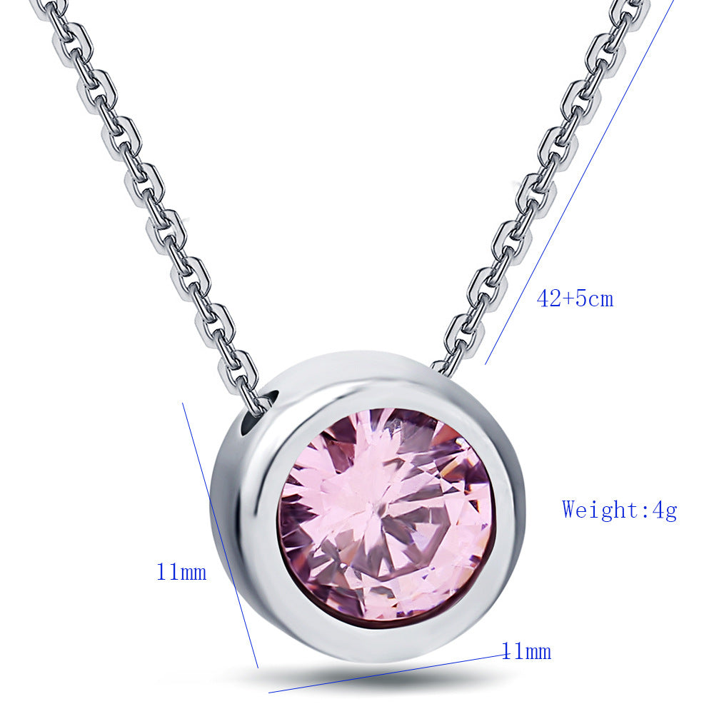 Damen Halskette mit funkelndem Zirkonia-Anhänger und eleganter Edelstahlkette Shop Nory