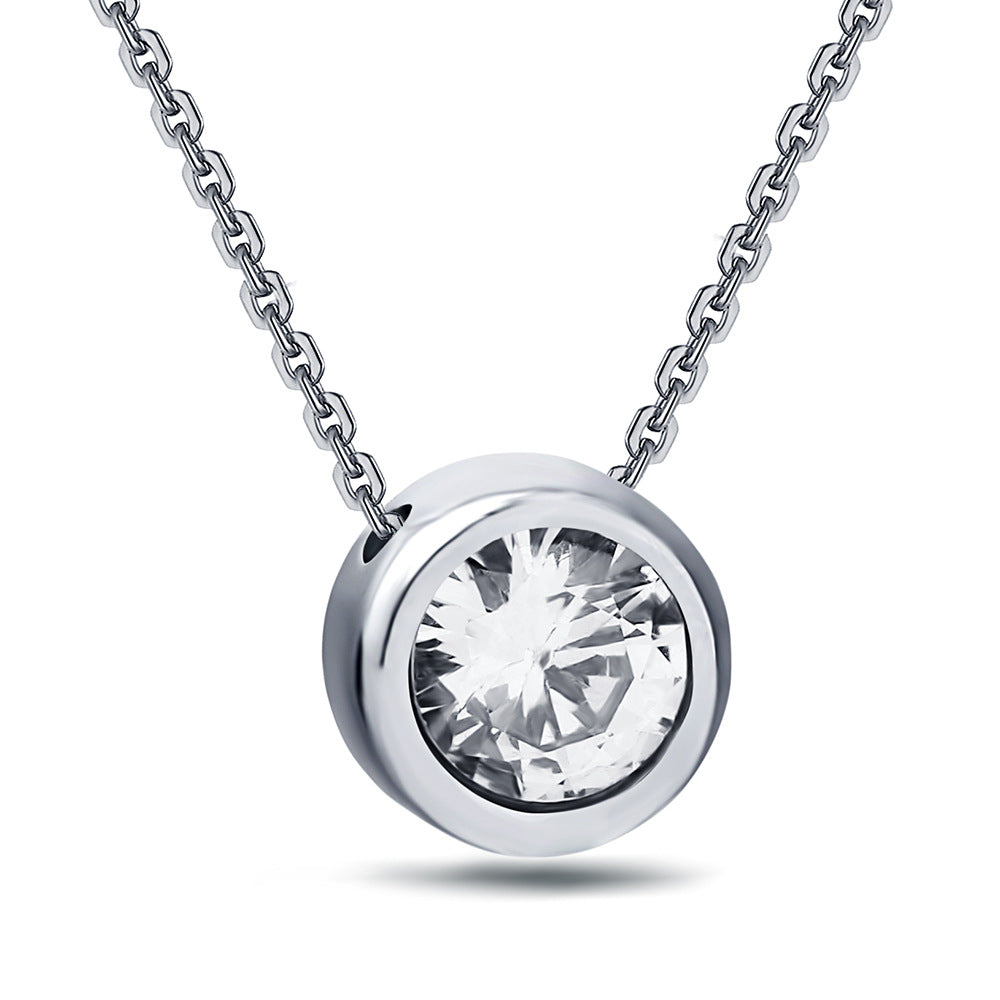 Damen Halskette mit funkelndem Zirkonia-Anhänger und eleganter Edelstahlkette Shop Nory