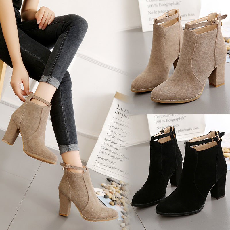 Damen Elegante Ankle-Boots mit modischem Riemen und Komfort-Sohle