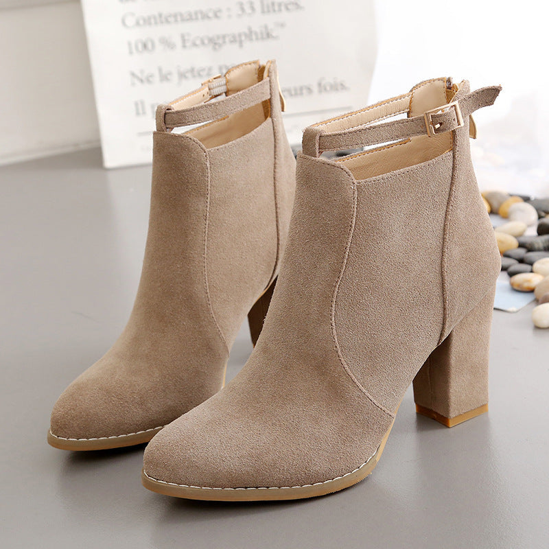 Damen Elegante Ankle-Boots mit modischem Riemen und Komfort-Sohle