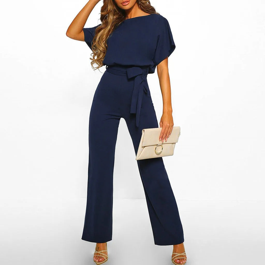 Eleganter Jumpsuit Mit Rüschärmeln Und Gürtel