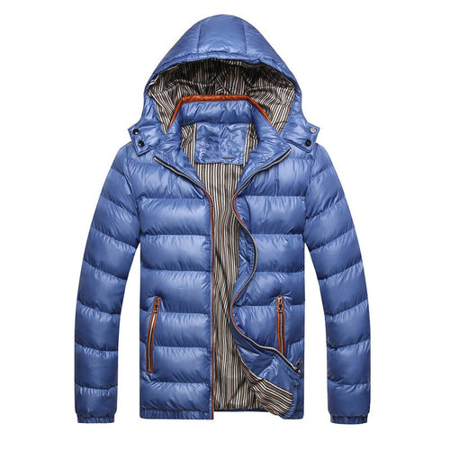Herren Wattierte Kapuzen-Steppjacke mit glänzender Nylonoptik und kontrastierenden Reißverschlüssen Shop Nory