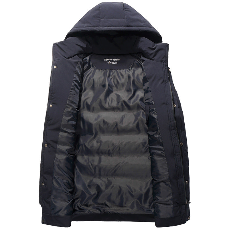 Herren Mittellanger Steppparka mit Kapuze und winddichter Thermoisolierung Shop Nory