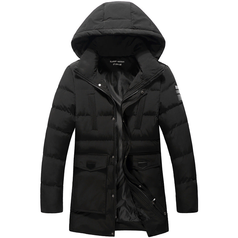 Herren Mittellanger Steppparka mit Kapuze und winddichter Thermoisolierung Shop Nory