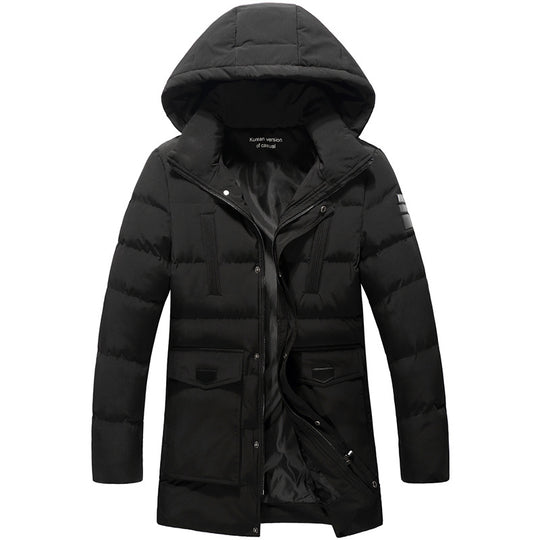 Herren Mittellanger Steppparka mit Kapuze und winddichter Thermoisolierung Shop Nory