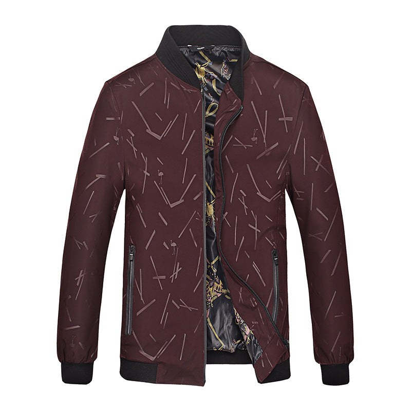 Herren Leichte Bomberjacke mit Allover-Linienmuster, glänzendem Druckfutter und Reißverschlusstaschen Shop Nory