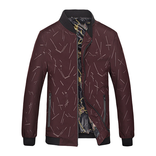 Herren Leichte Bomberjacke mit Allover-Linienmuster, glänzendem Druckfutter und Reißverschlusstaschen Shop Nory