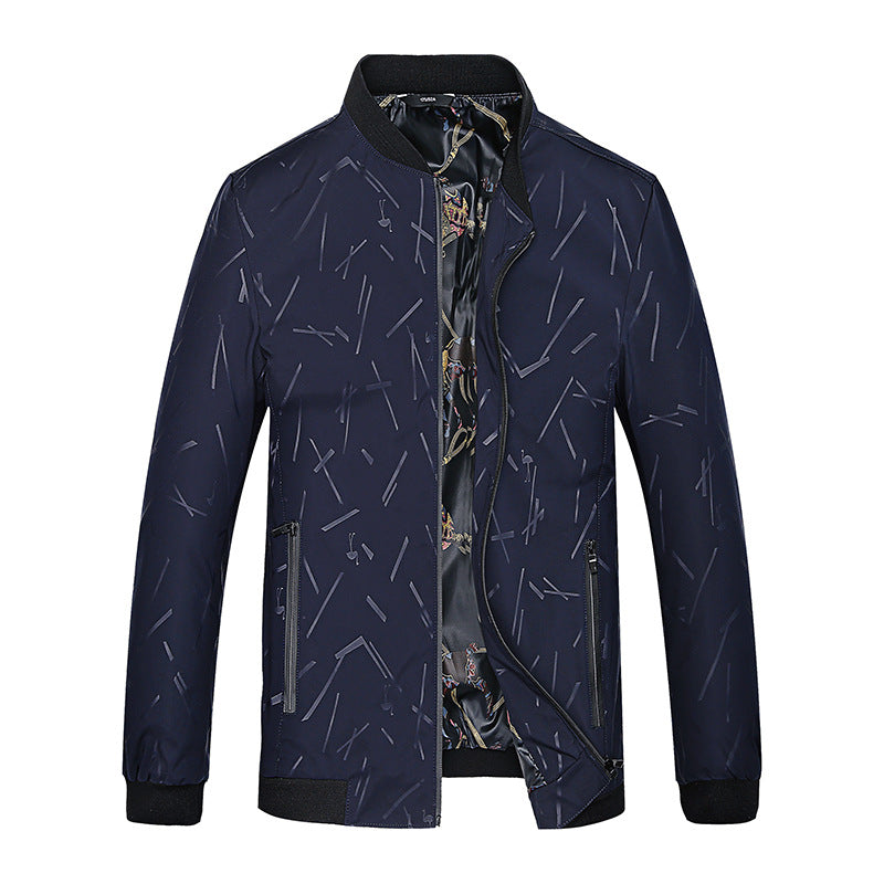 Herren Leichte Bomberjacke mit Allover-Linienmuster, glänzendem Druckfutter und Reißverschlusstaschen Shop Nory