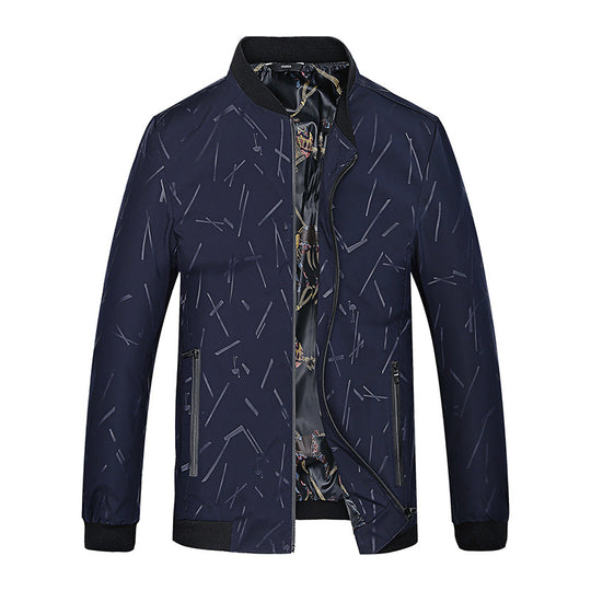 Herren Leichte Bomberjacke mit Allover-Linienmuster, glänzendem Druckfutter und Reißverschlusstaschen Shop Nory
