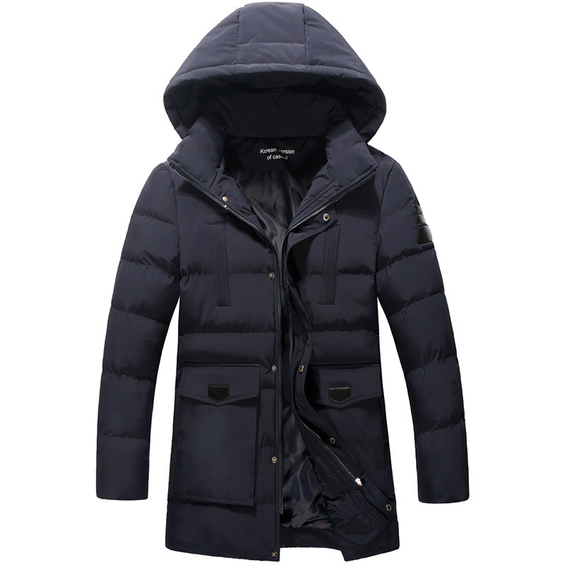 Herren Mittellanger Steppparka mit Kapuze und winddichter Thermoisolierung Shop Nory