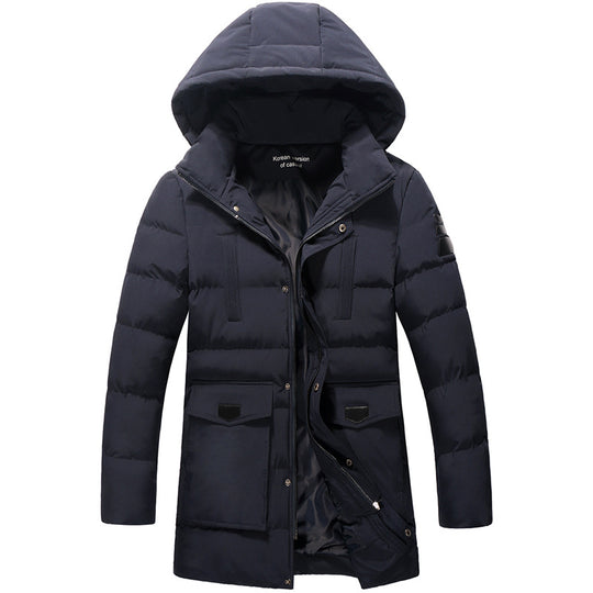 Herren Mittellanger Steppparka mit Kapuze und winddichter Thermoisolierung Shop Nory