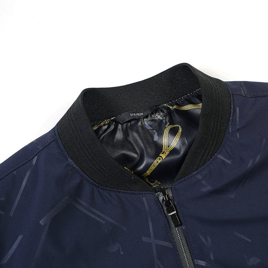 Herren Leichte Bomberjacke mit Allover-Linienmuster, glänzendem Druckfutter und Reißverschlusstaschen Shop Nory