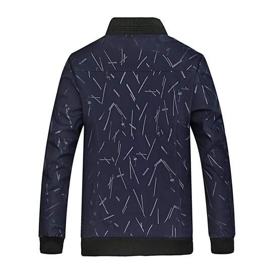 Herren Leichte Bomberjacke mit Allover-Linienmuster, glänzendem Druckfutter und Reißverschlusstaschen Shop Nory