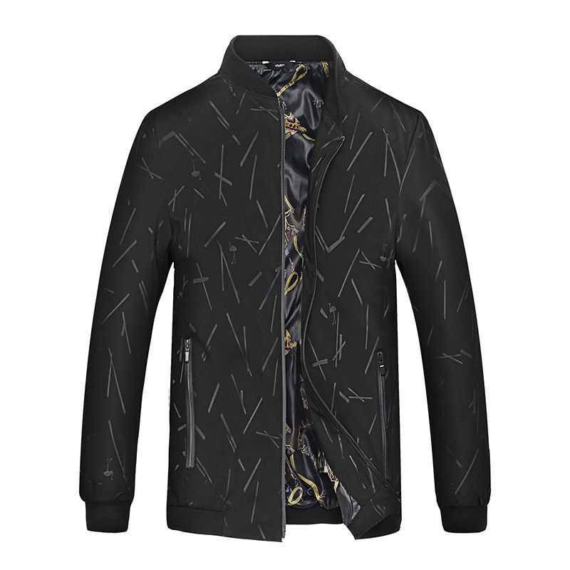 Herren Leichte Bomberjacke mit Allover-Linienmuster, glänzendem Druckfutter und Reißverschlusstaschen Shop Nory