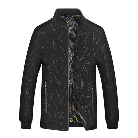 Herren Leichte Bomberjacke mit Allover-Linienmuster, glänzendem Druckfutter und Reißverschlusstaschen Shop Nory