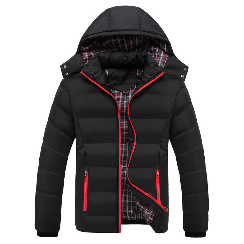 Herren Gesteppte Kapuzen-Steppjacke mit karierter Innenfütterung und Kontrastreißverschluss Shop Nory