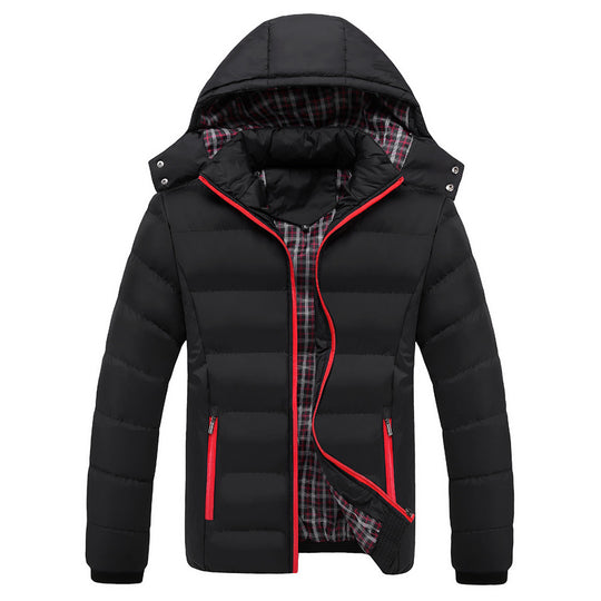 Herren Gesteppte Kapuzen-Steppjacke mit karierter Innenfütterung und Kontrastreißverschluss Shop Nory