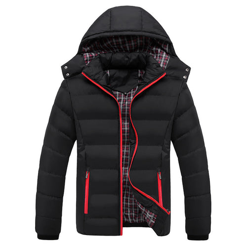 Herren Gesteppte Kapuzen-Steppjacke mit karierter Innenfütterung und Kontrastreißverschluss Shop Nory