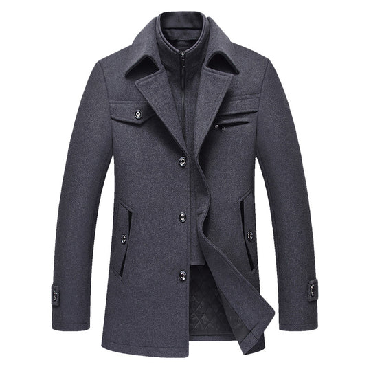 Herren Wollmix-Kurzmantel mit integrierter gesteppter Innenjacke und Hemdkragen Shop Nory