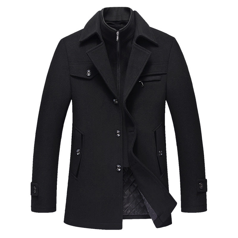 Herren Wollmix-Kurzmantel mit integrierter gesteppter Innenjacke und Hemdkragen Shop Nory