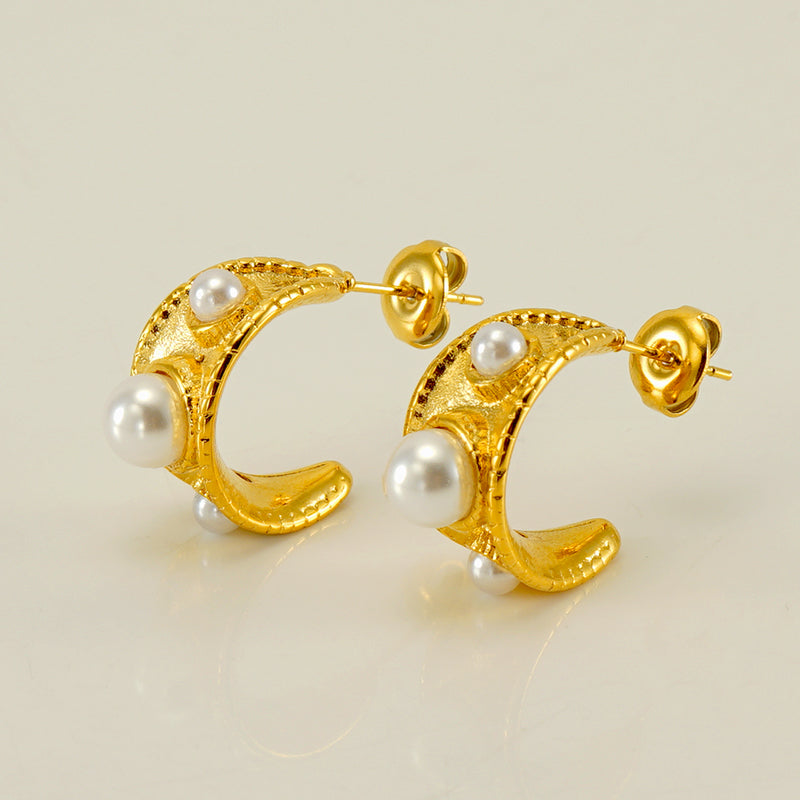 Ohrringe mit Perlen "Alaia" in Edelstahl - 18k vergoldet | Shop Nory