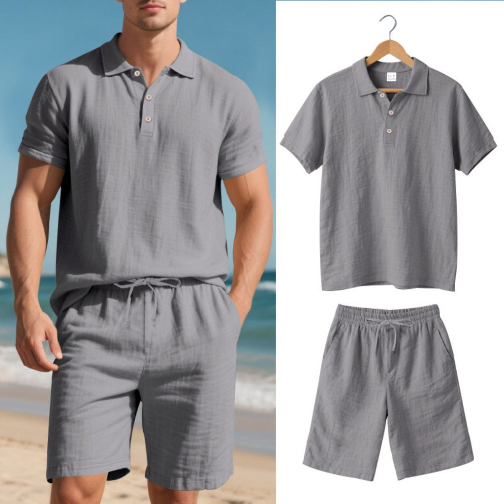 Kurzärmliges Poloshirt und Shorts Strandanzug