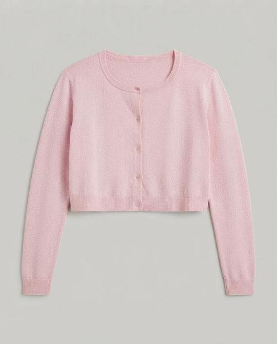 Damen Kurzgeschnittenes Cut-Out Cropped-Cardigan mit zweifarbiger Layering‑Optik und Knopfleiste Shop Nory