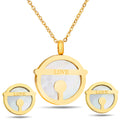 Damen Halskette mit graviertem "LOVE"-Anhänger und passendem Ohrstecker-Set Shop Nory