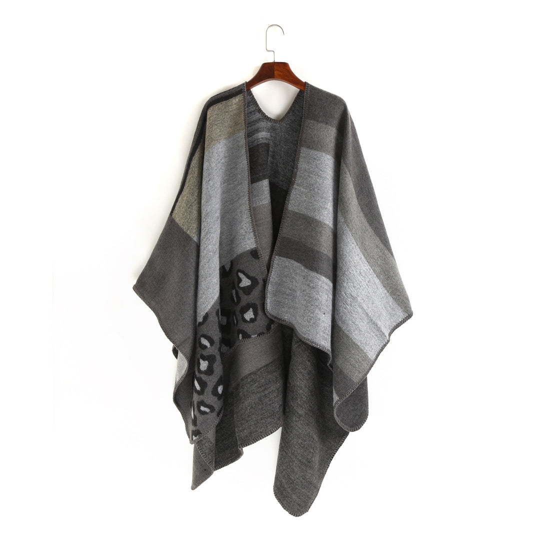 Damen Oversize-Ruana-Poncho mit Sternjacquard und Zierstichkante Shop Nory