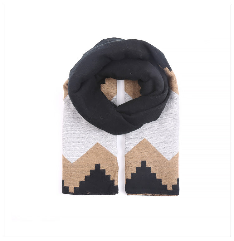 Damen Oversized-Feinstrick-Schal mit geometrischem Jacquard und weichem Fall Shop Nory