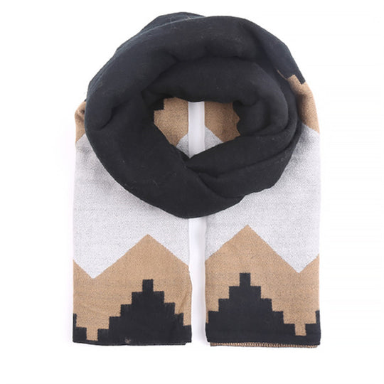 Damen Oversized-Feinstrick-Schal mit geometrischem Jacquard und weichem Fall Shop Nory