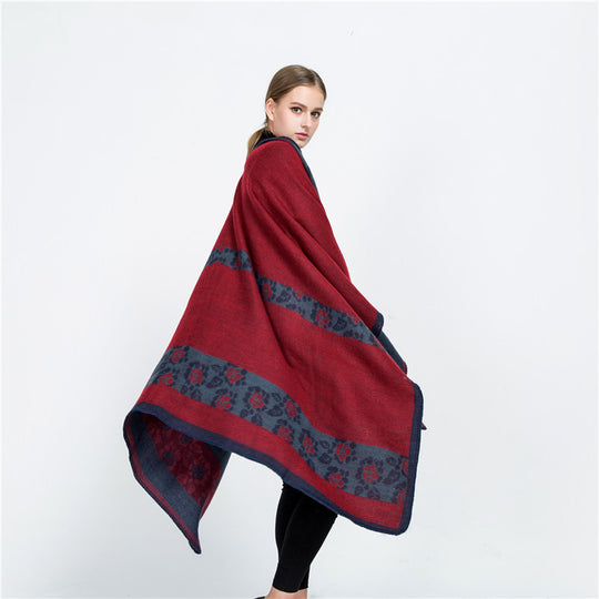 Damen Jacquard-Ruana-Überwurf mit floralem Intarsienmuster und offenem Fall Shop Nory