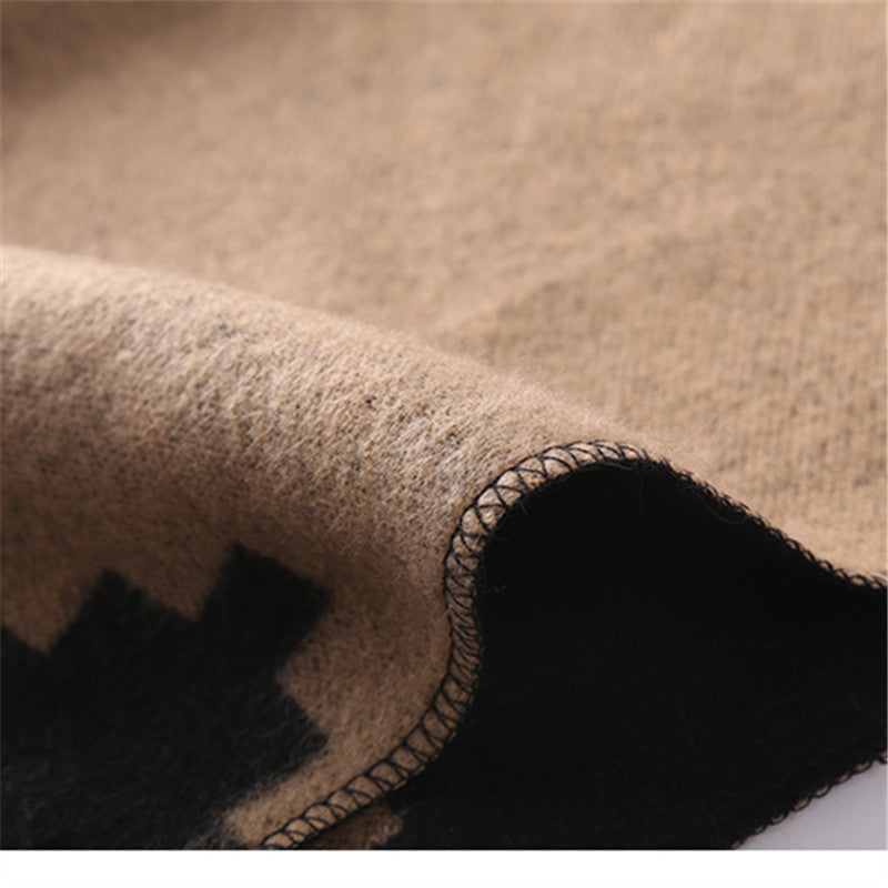 Damen Oversized-Feinstrick-Schal mit geometrischem Jacquard und weichem Fall Shop Nory