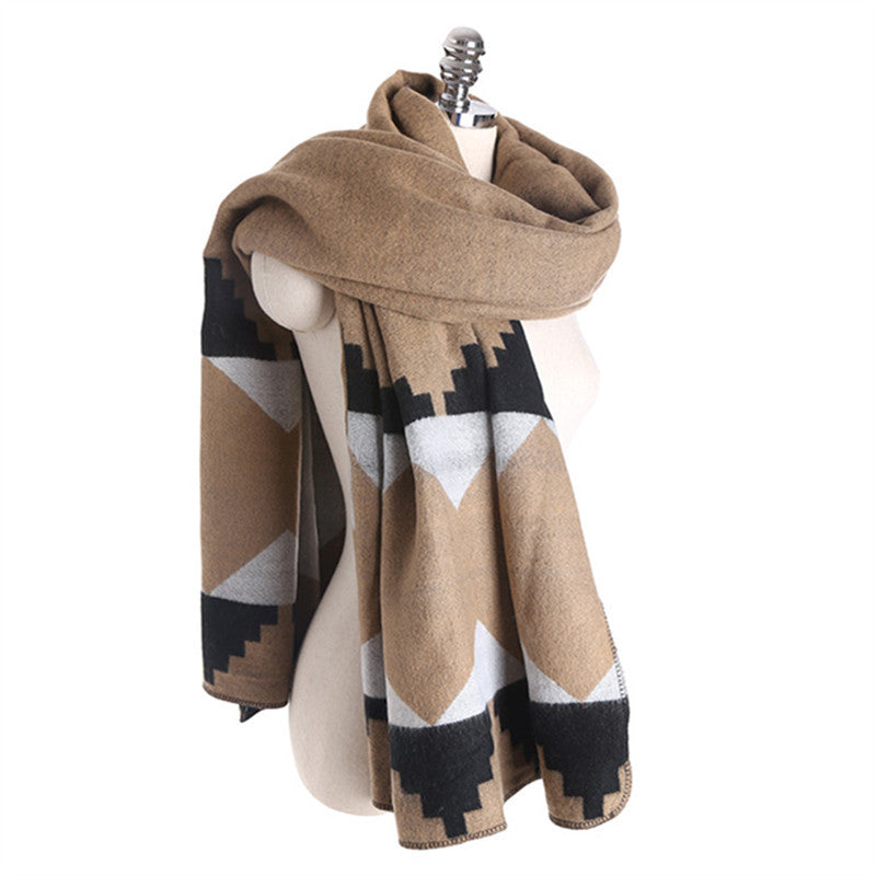 Damen Oversized-Feinstrick-Schal mit geometrischem Jacquard und weichem Fall Shop Nory