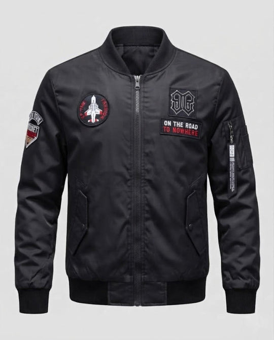 Herren Kurze Bomberjacke mit Patch‑Applikationen, Nylon‑Obermaterial und gesteppter Innenfütterung Shop Nory