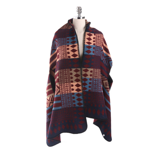 Damen Oversize-Deckeponcho aus Jacquardstrick mit Zierstichkante Shop Nory