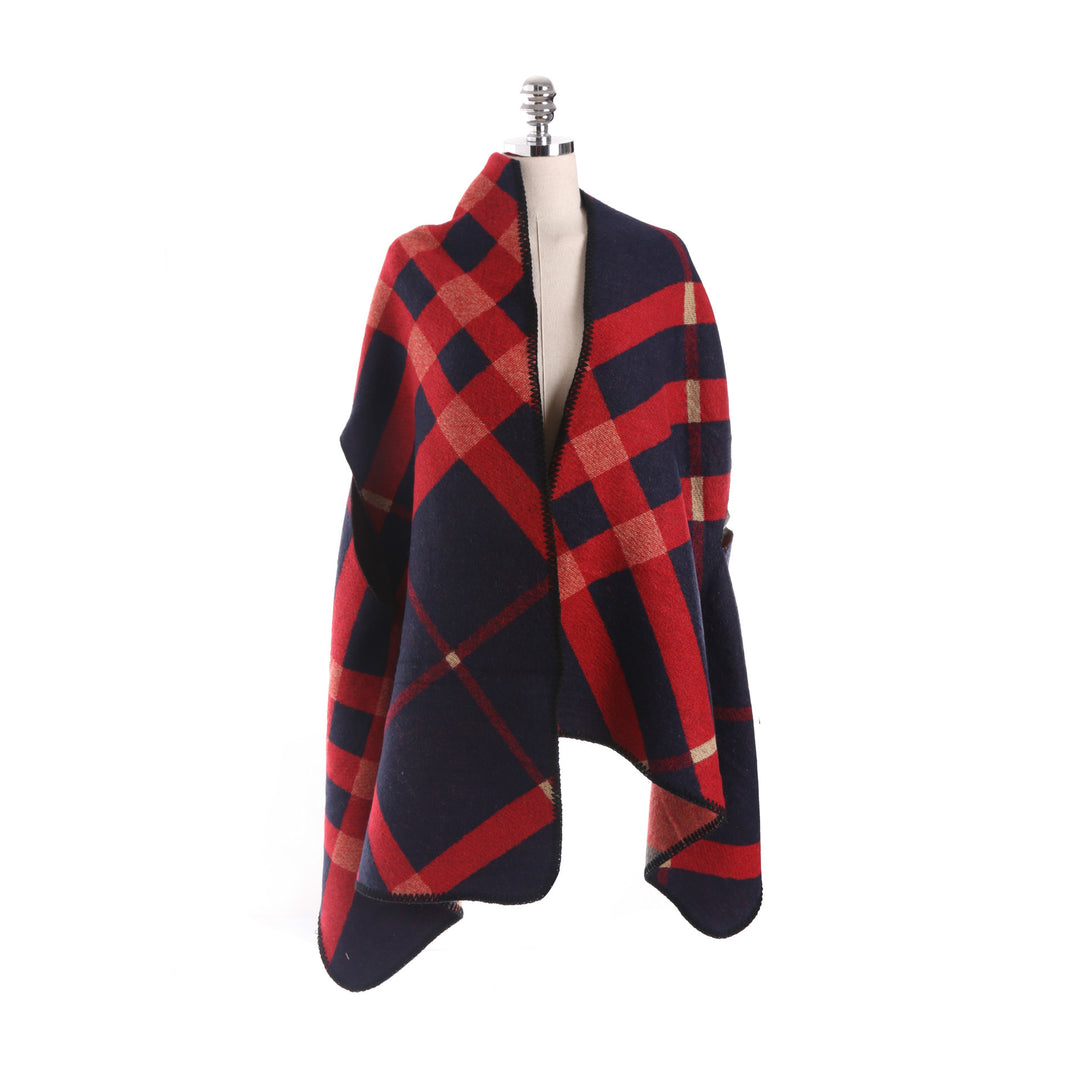 Damen Oversize-Deckeponcho aus Jacquardstrick mit Zierstichkante Shop Nory