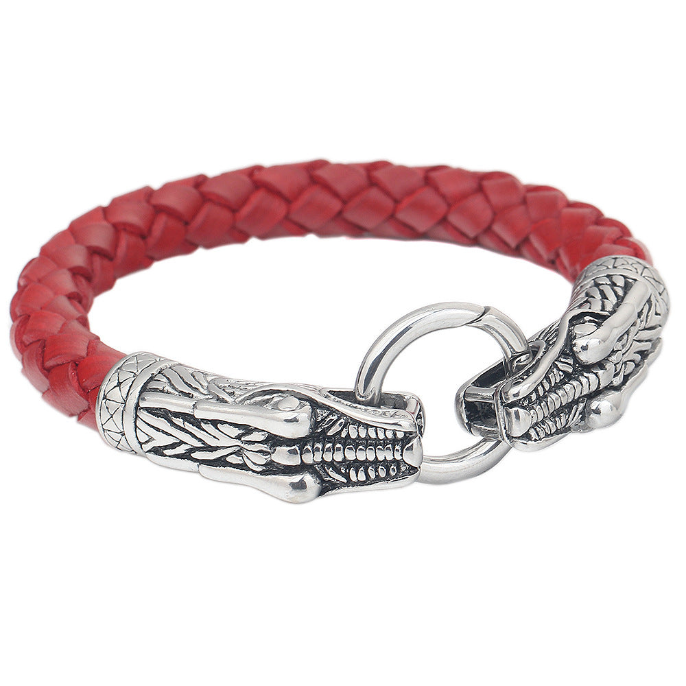 Herren Lederarmband mit kunstvollem Drachenverschluss Shop Nory