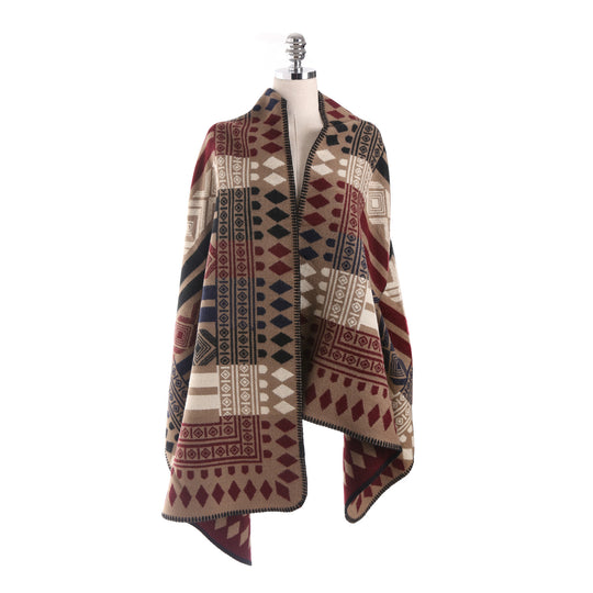 Damen Oversize-Deckeponcho aus Jacquardstrick mit Zierstichkante Shop Nory