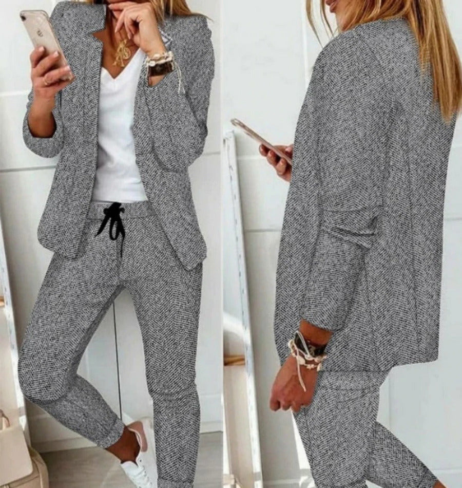 Anzug-Set Moderner Zweiteiler mit Weiter Hose Taillierter Blazerjacke