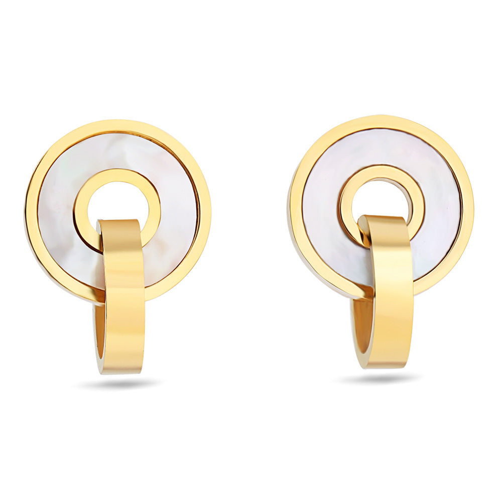 Damen Ohrhänger mit modernem, geometrischem Design und elegantem Perlmuttbesatz Shop Nory
