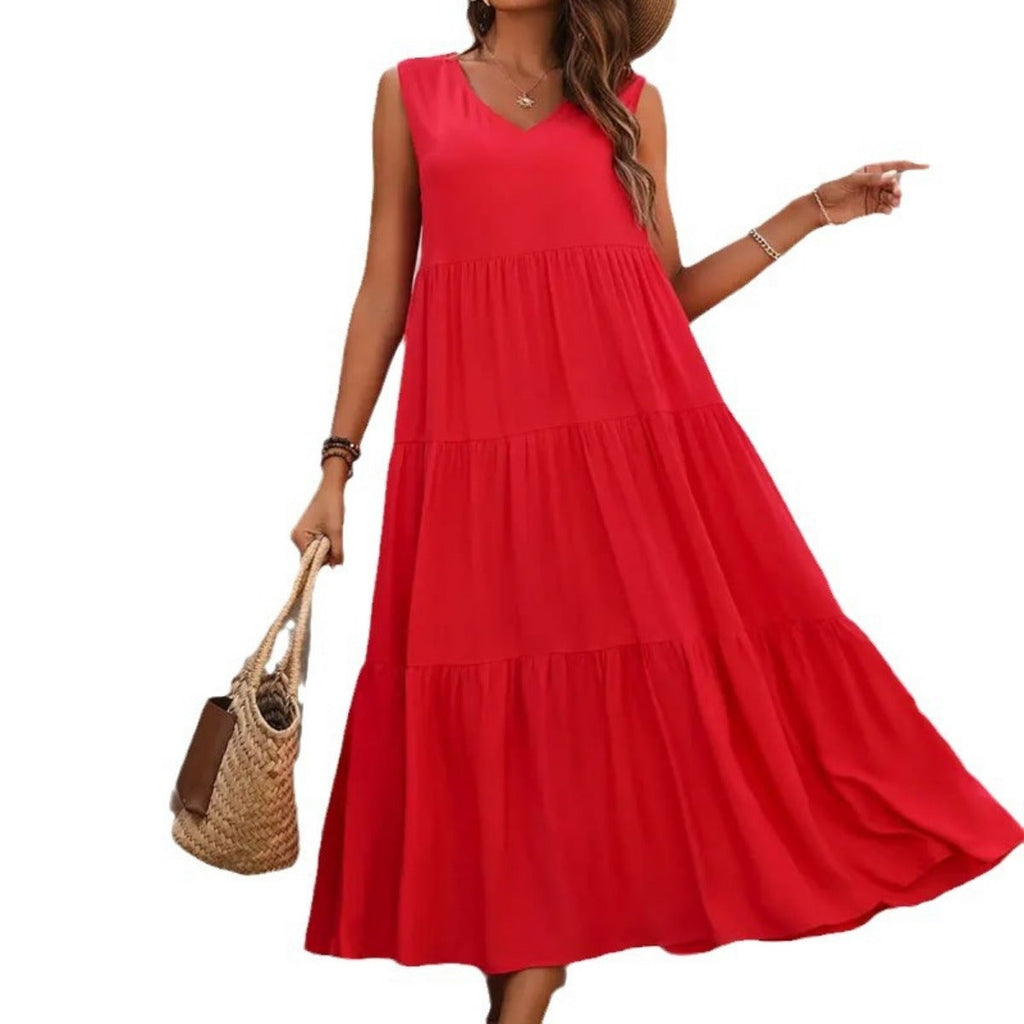 Spleißkleid mit V-Ausschnitt