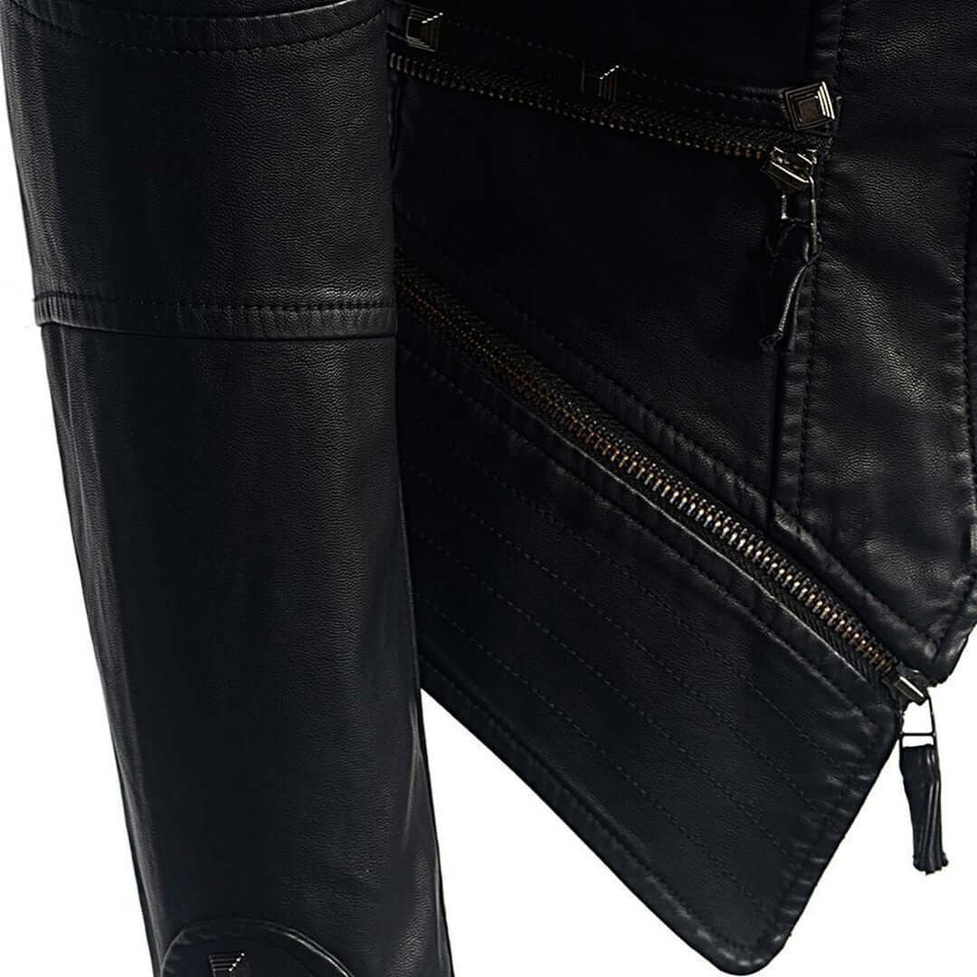 Damen Enganliegende Genietete Biker Lederjacke